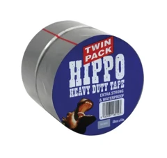 Hippo H18200 Heavy Duty Silver Tape Twin Pack, 50mm / 2" x 50m